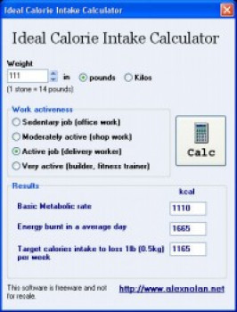 Ideal Calorie Intake Calculator - náhled