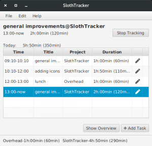 SlothTracker - náhled