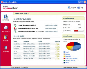 McAfee SpamKiller - náhled