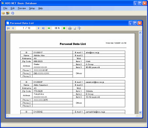 ADO.NET Basic Database - náhled