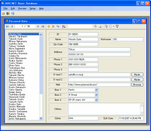 ADO.NET Basic Database - náhled