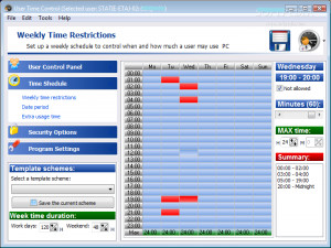 User Time Control Center - náhled