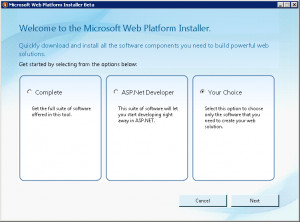 Microsoft Web Platform Installer - náhled