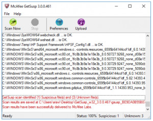 McAfee GetSusp - náhled