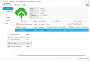 EMS SQL Backup for PostgreSQL - náhled