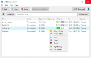 LIII BitTorrent Client - náhled