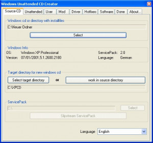 Windows Unattended CD Creator - náhled