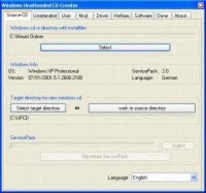Windows Unattended CD Creator - náhled