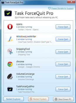 Task ForceQuit Pro - náhled