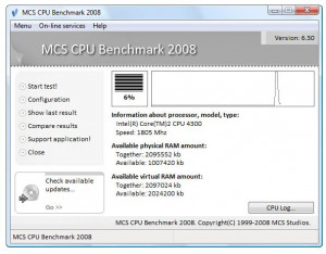 MCS CPU Benchmark - náhled