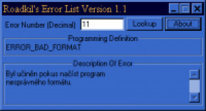 Error List - náhled