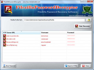 Filezilla Password Decryptor - náhled