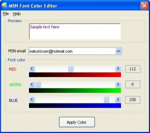 MSN Font Color Editor - náhled