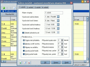 Tvůrce rozvrhů - náhled