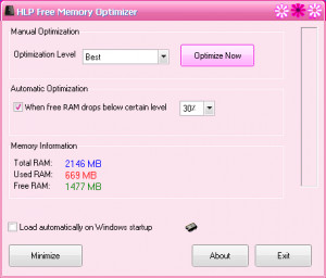 HLP Free Memory Optimizer - náhled