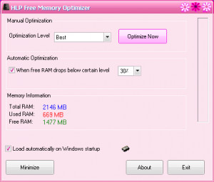 HLP Free Memory Optimizer - náhled