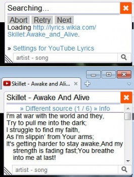 YouTube Lyrics - náhled