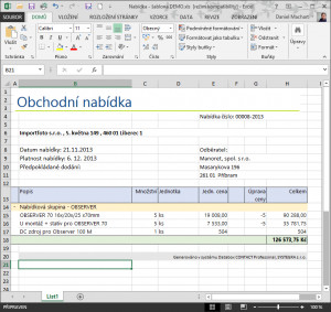 Modul Nabídky - náhled