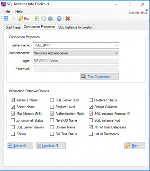 SQL Instance Info Finder - náhled