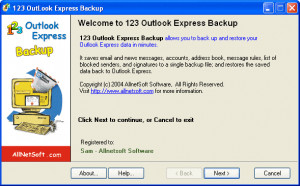 123 OutLook Express Backup - náhled