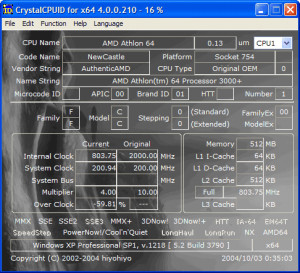 CrystalCPUID - náhled