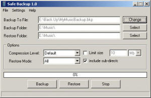 Safe Backup - náhled