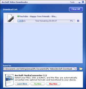 ArcSoft Video Downloader - náhled