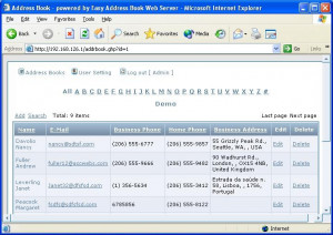 Easy Address Book Web Server - náhled