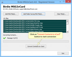 Birdie MSG to vCard Converter - náhled