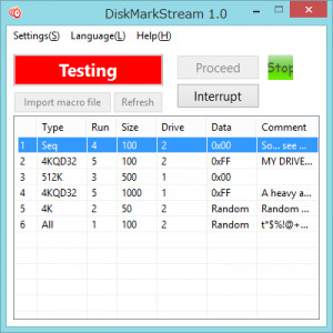 DiskMarkStream - náhled