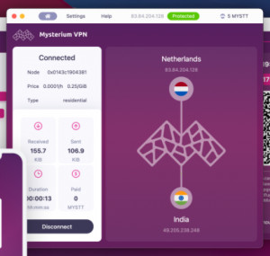 Mysterium VPN - náhled