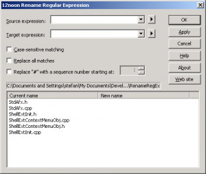 Rename Regular Expression - náhled