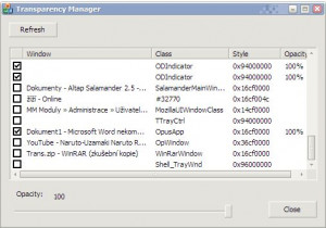 Transparency Manager - náhled