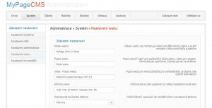MyPage CMS - náhled