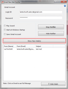 Gmail New Mail Notifier - náhled