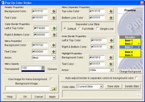 Pop-Up menu creator - náhled