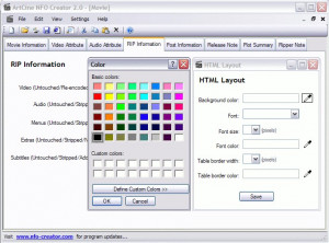 ArtCine NFO Creator - náhled