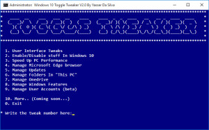 Windows 10 Toggle Tweaker  - náhled