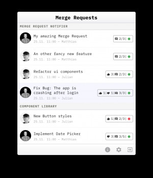 Merge Request Notifier - náhled