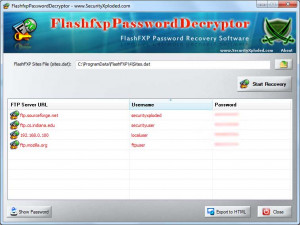 FlashFXP Password Decryptor - náhled