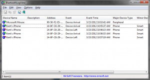 BluetoothLogView - náhled