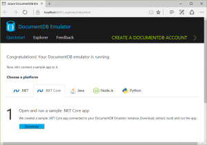 Azure DocumentDB Emulator - náhled