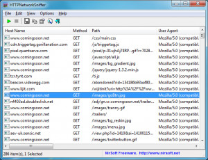 HTTPNetworkSniffer - náhled