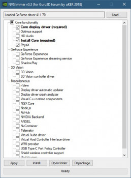 NVIDIA driver slimming utility - náhled