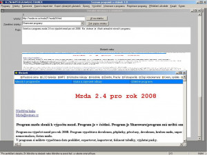 Seznam programů a stránek - náhled