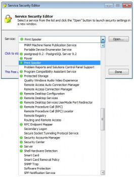 Service Security Editor - náhled