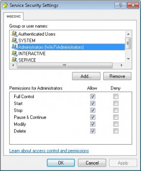 Service Security Editor - náhled