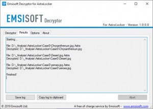 Emsisoft Decryptor for AstraLocker - náhled