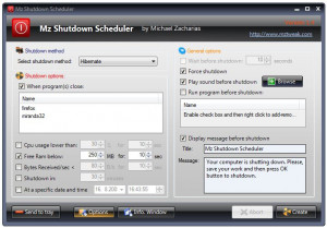 Mz Shutdown Sheduler - náhled