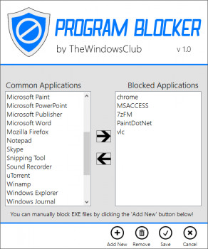Program Blocker - náhled